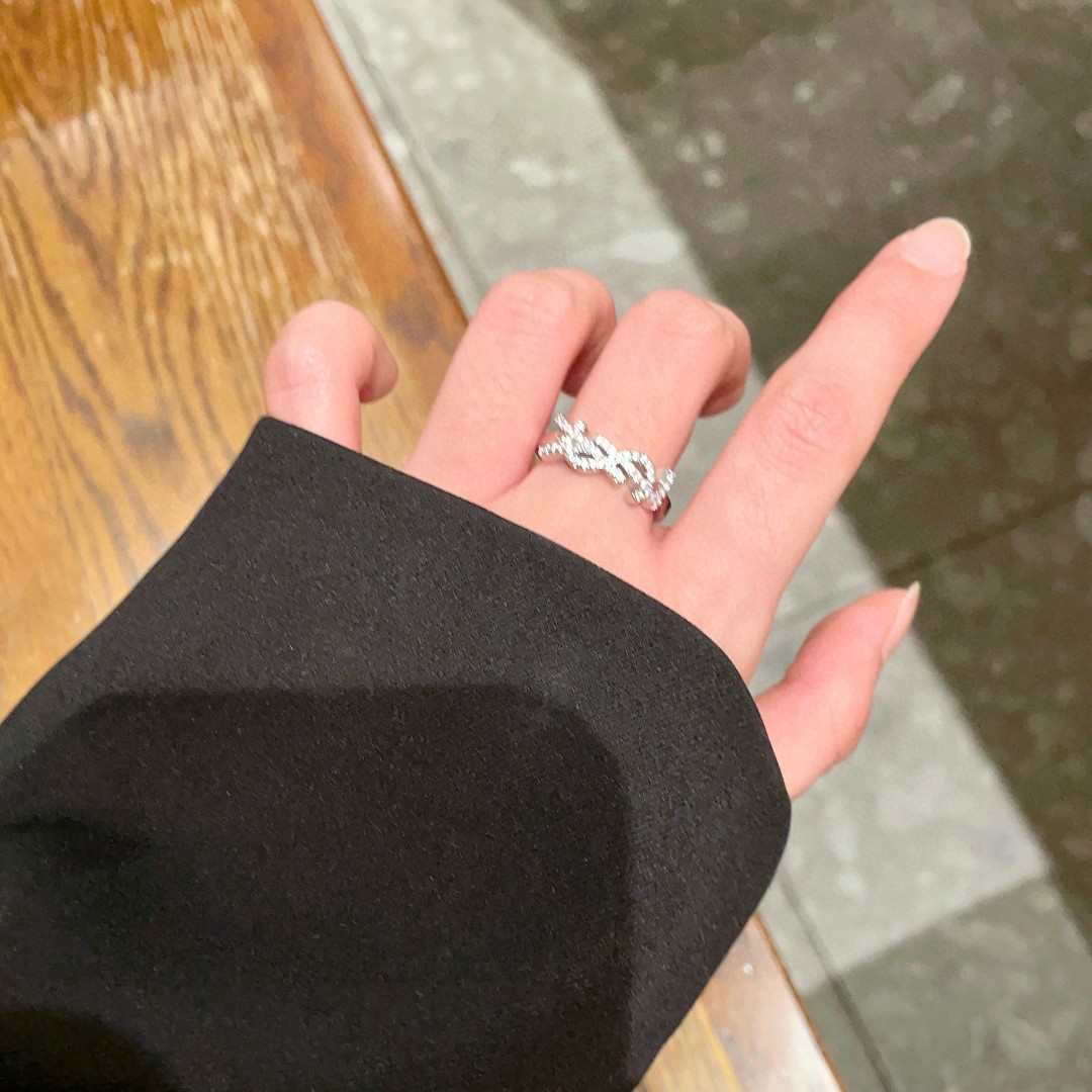 Saint Laurent Jewelry Rings Saint Laurent letter full diamond ring finger