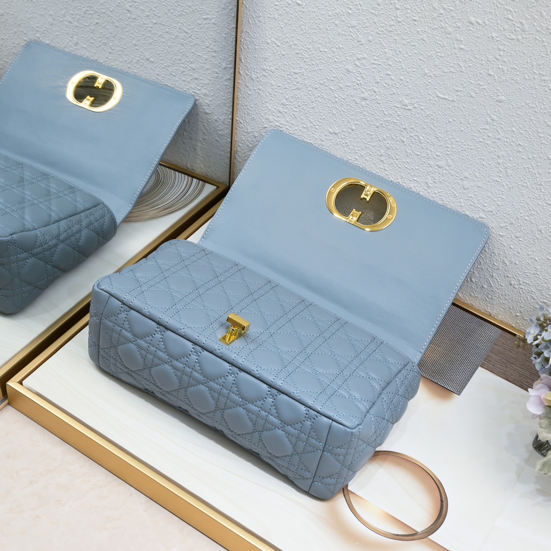 Large Dior Caro Bag Blue 9797 XB002 28cm