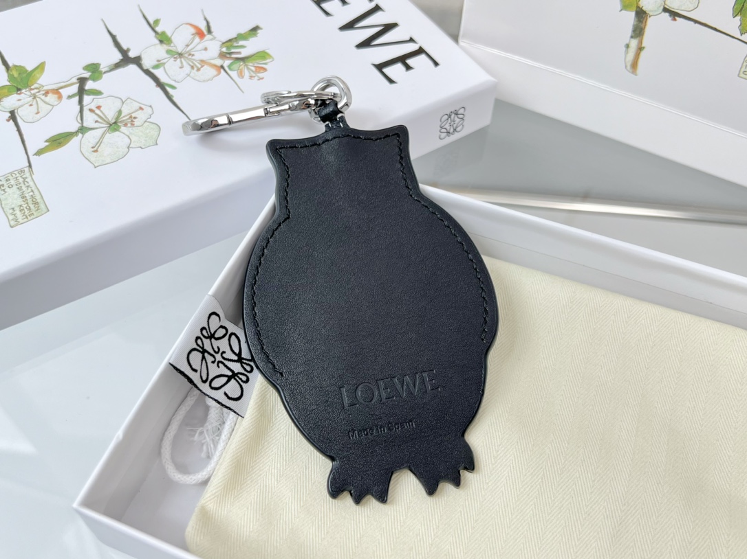 Loewe Key Chain Owl Charm Imported Calfskin Keychain Charms Accessories
