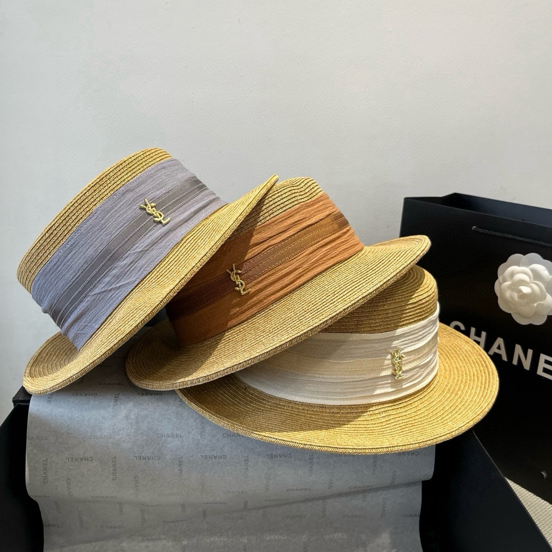 Saint Laurent Hat  Flat Top Sun Hat 57cm Accessories