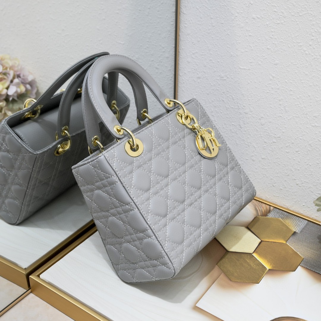Medium Lady Dior Bag Grey Sheepskin LM071 24cm