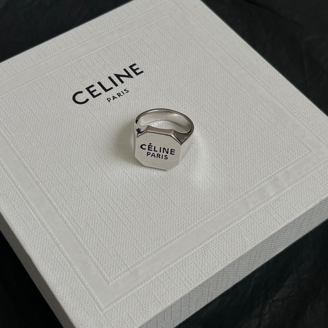 Celine Jewelry Rings Wide Letter Design