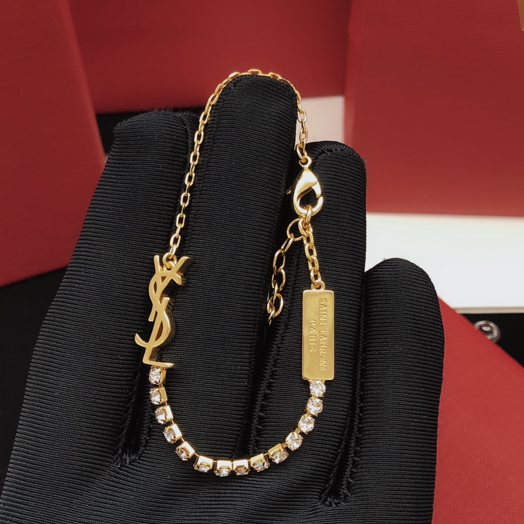 Saint Laurent Jewelry Bracelets  Letter classic half diamond bracelet