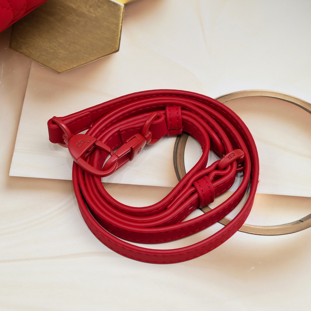 Medium Lady Dior Bag Red Matte 2022 LM071 24cm