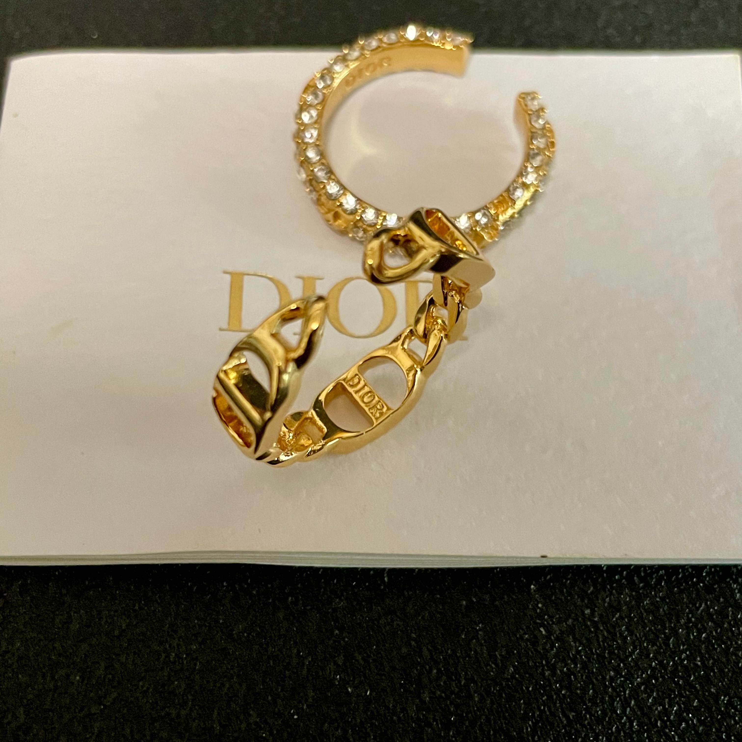 Dior Jewelry Rings CD letter full diamond suit fashion series five-pointed star shape