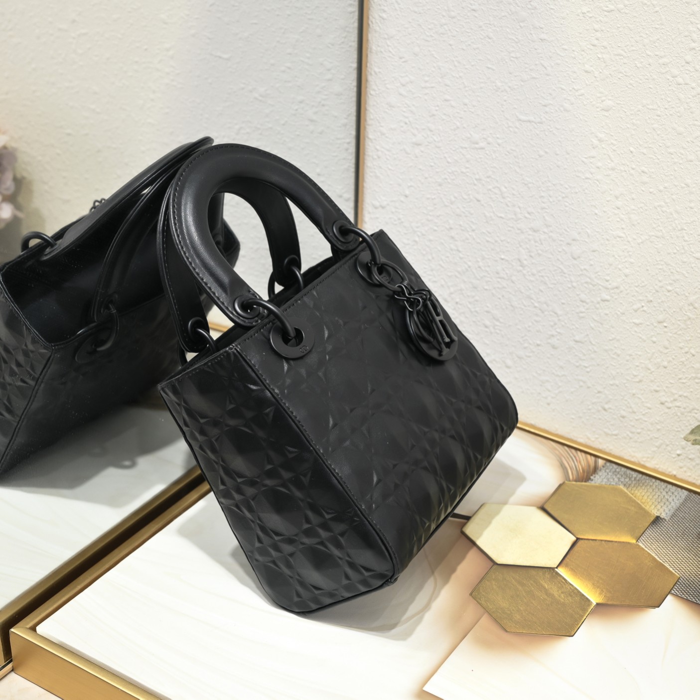 Small Lady Dior My ABCDior Bag Black Diamond Motif 4002 XB091 20cm