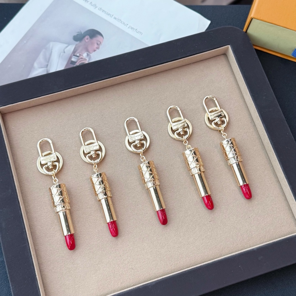 Louis Vuitton Key Chain Lipstick Metal Lipstick Tube Resin Tip Keychain Charm Accessories