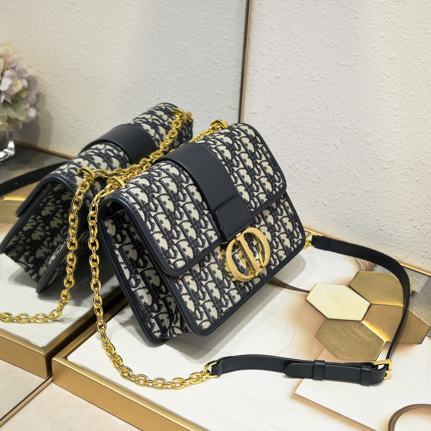 30 Montaigne Chain Bag Blue print 1005 XB081 25cm