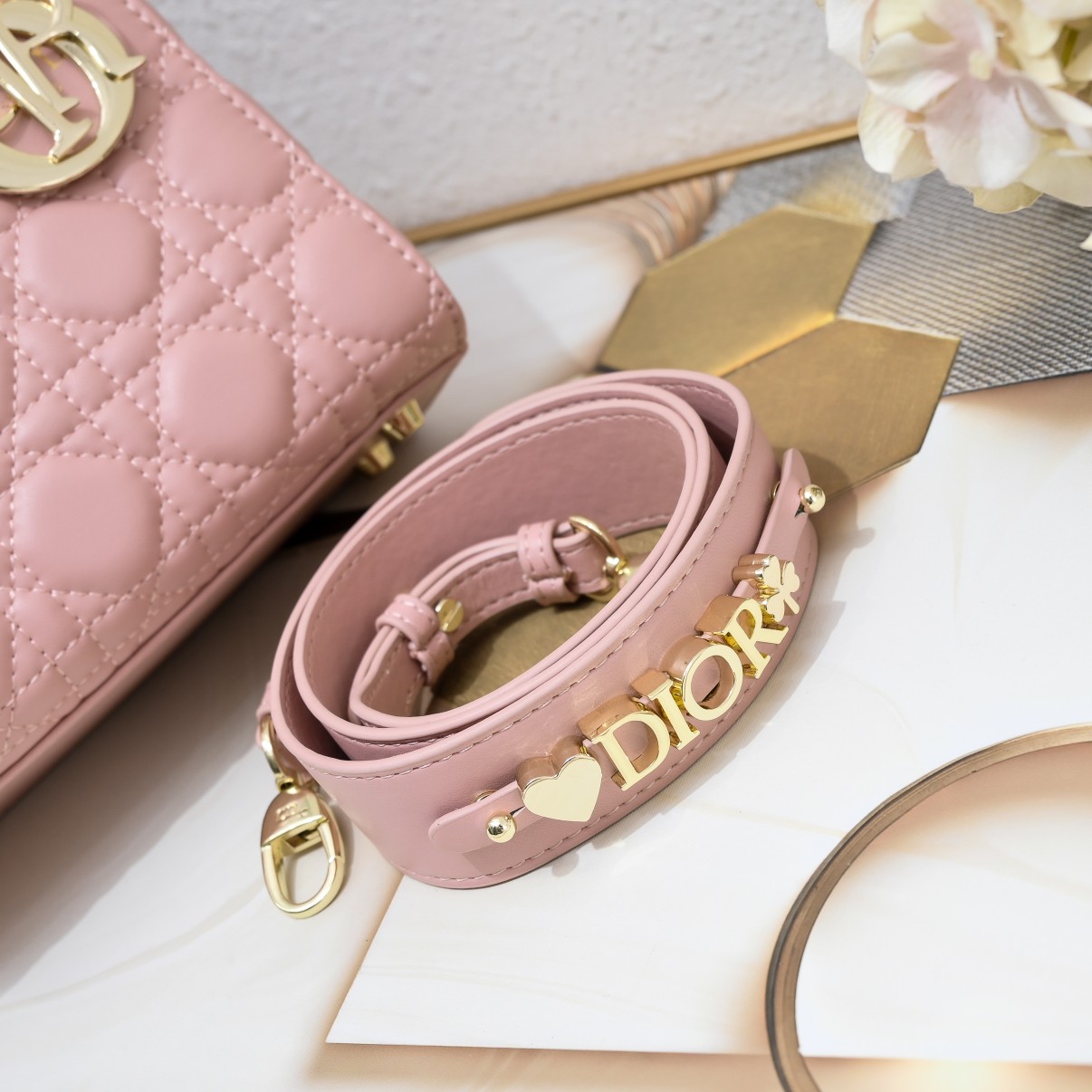 Small Lady Dior My ABCDior Bag Pink Sheepskin 1022 LM061 20cm