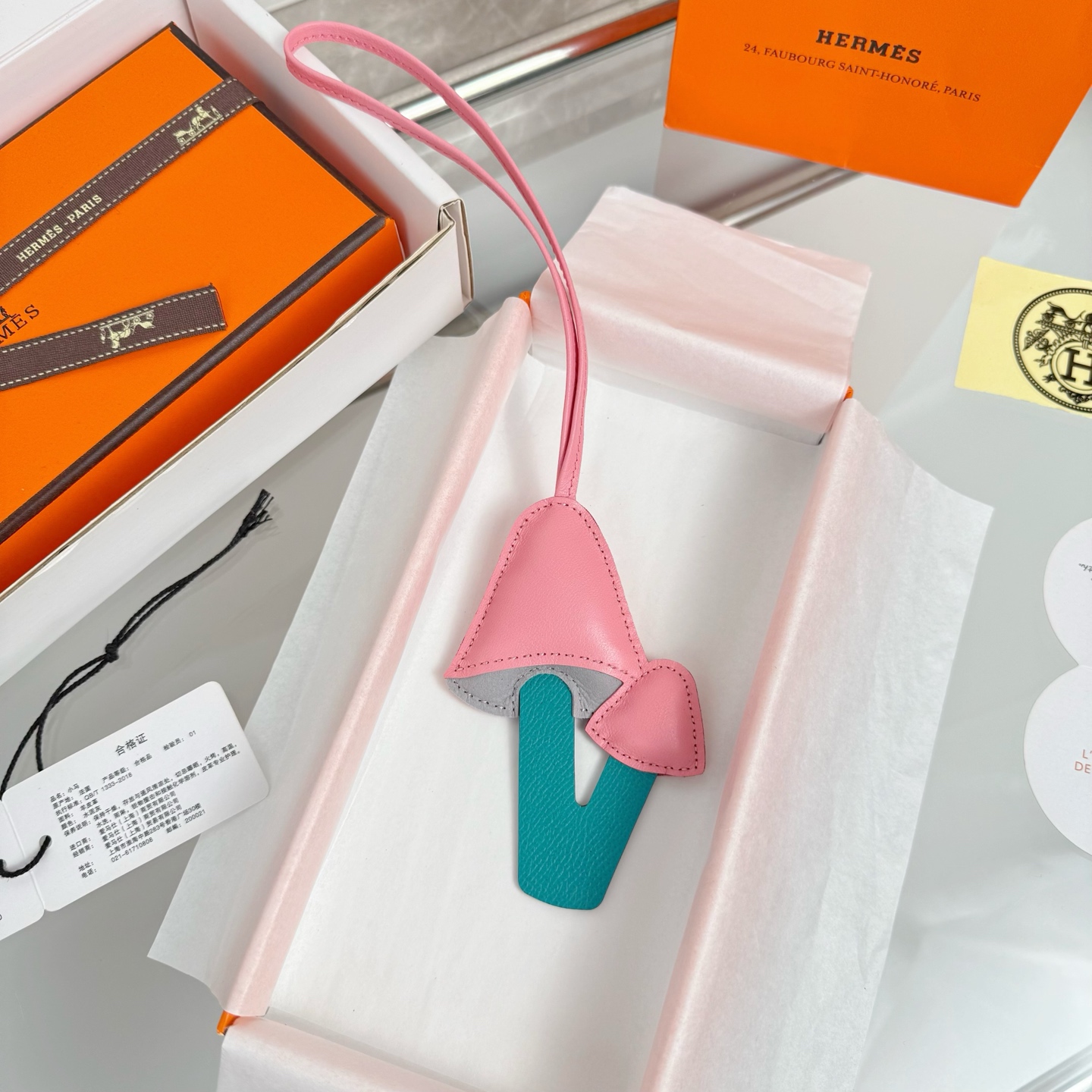 Hermes Key Chain Petite Imported Lambskin Keychain Pendant Accessories