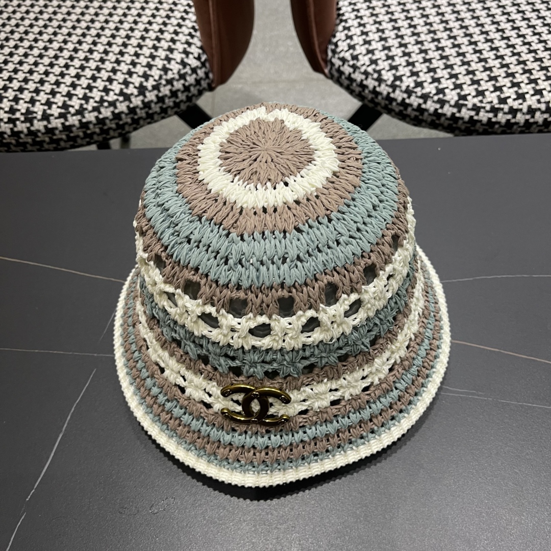 Chanel Hat Knitted Hollow Cotton Bucket Hat Accessories