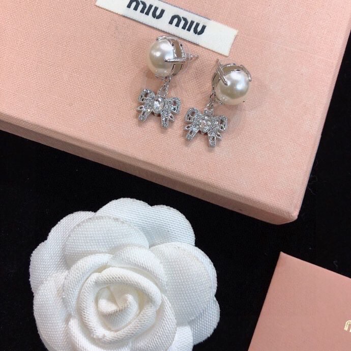Miu Miu Jewelry Earring Bow Stud Earrings