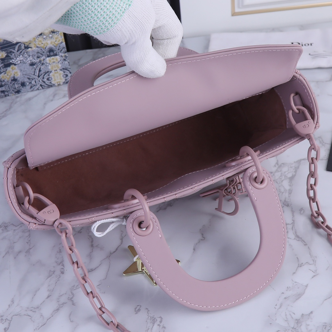 Medium Lady D-Joy Bag Pink Matte 2088 XB002 26cm