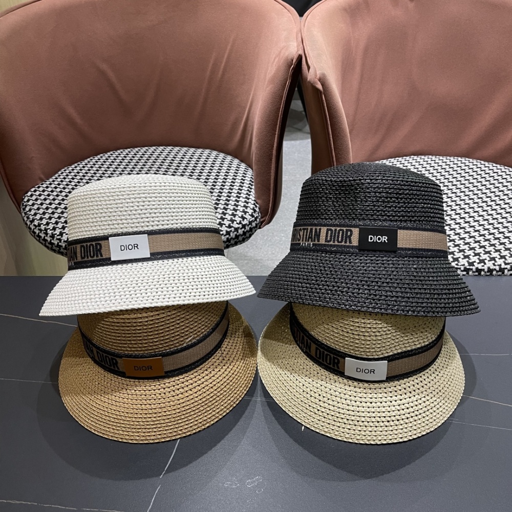Dior Hat Vacation Sun Protection Basin Hat Straw Hat Accessories