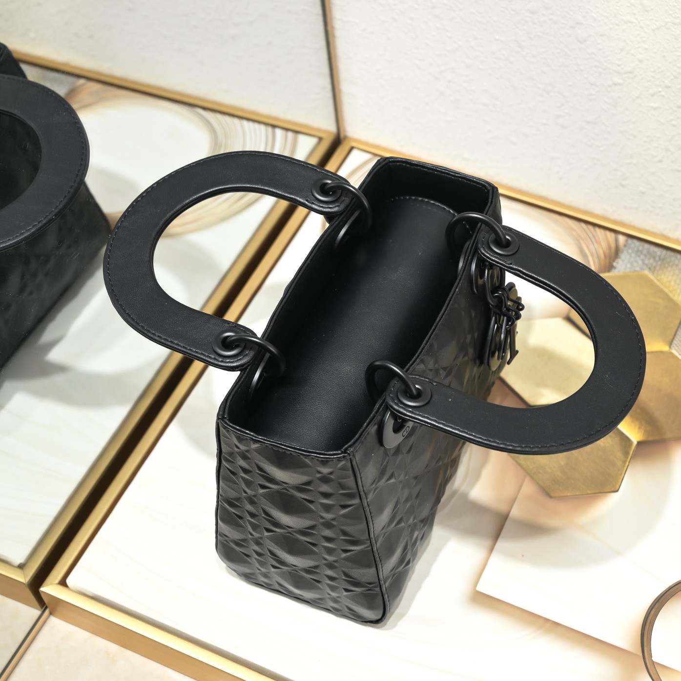 Small Lady Dior My ABCDior Bag Black Diamond Motif 4002 XB091 20cm