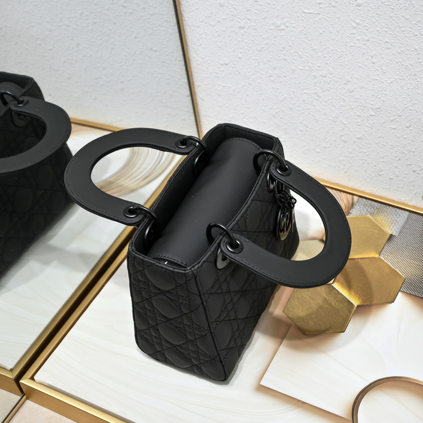 Small Lady Dior My ABCDior Bag Black Matte 2022 LM061 20cm