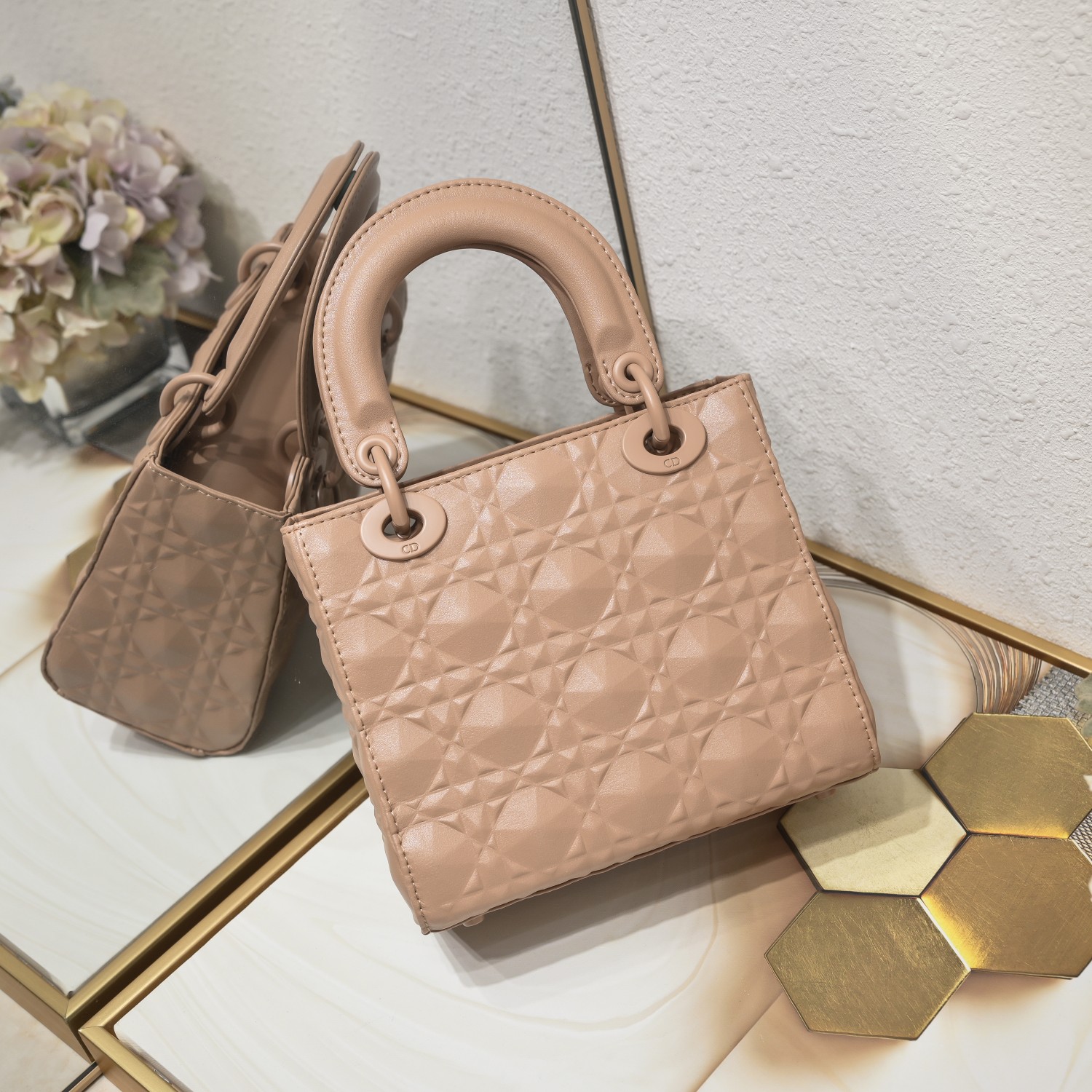 Small Lady Dior My ABCDior Bag Pink Diamond Motif 4002 XB091 20cm