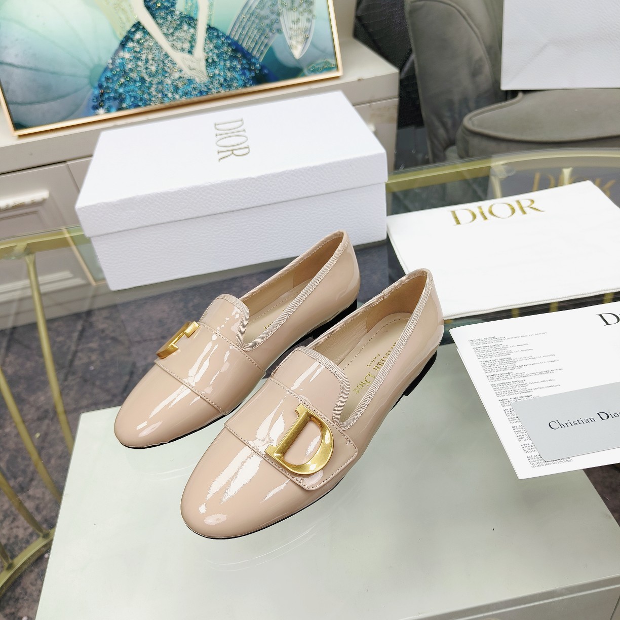 Dior Shoes New lacquered leather flat bottomed women's shoes