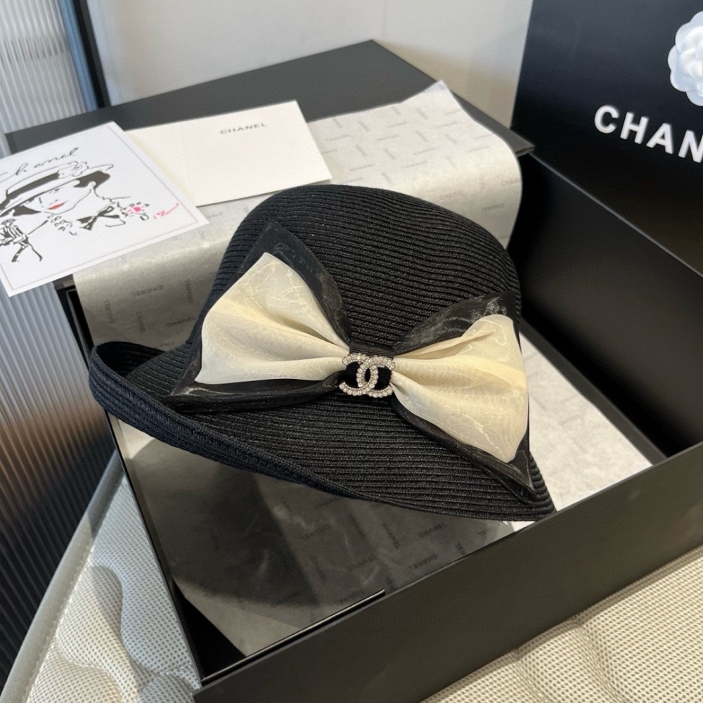 Chanel Hat Curled Straw Hat 57cm Accessories