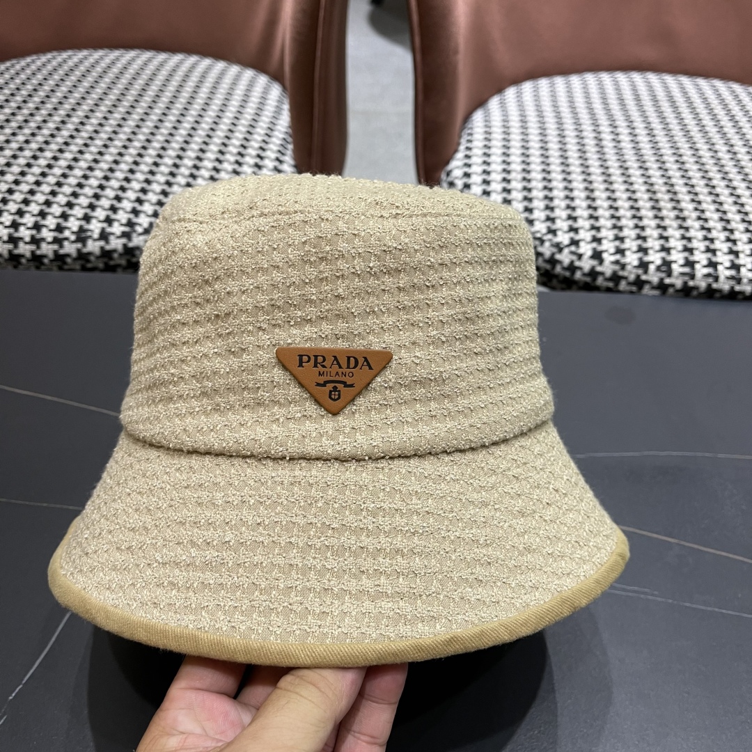 Prada Hat Autumn And Winter Plaid Bucket Hat Accessories
