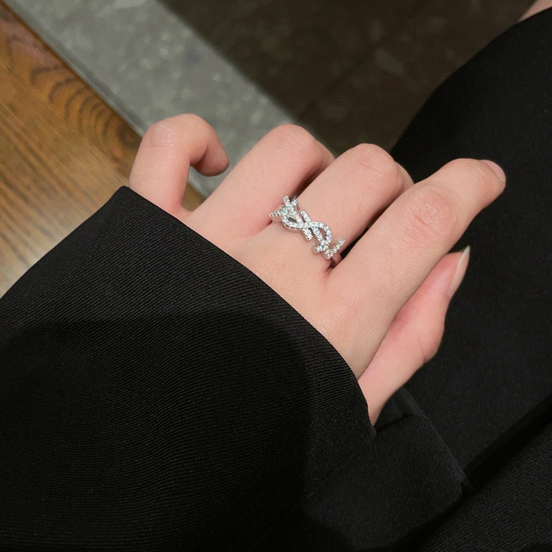 Saint Laurent Jewelry Rings Saint Laurent letter full diamond ring finger