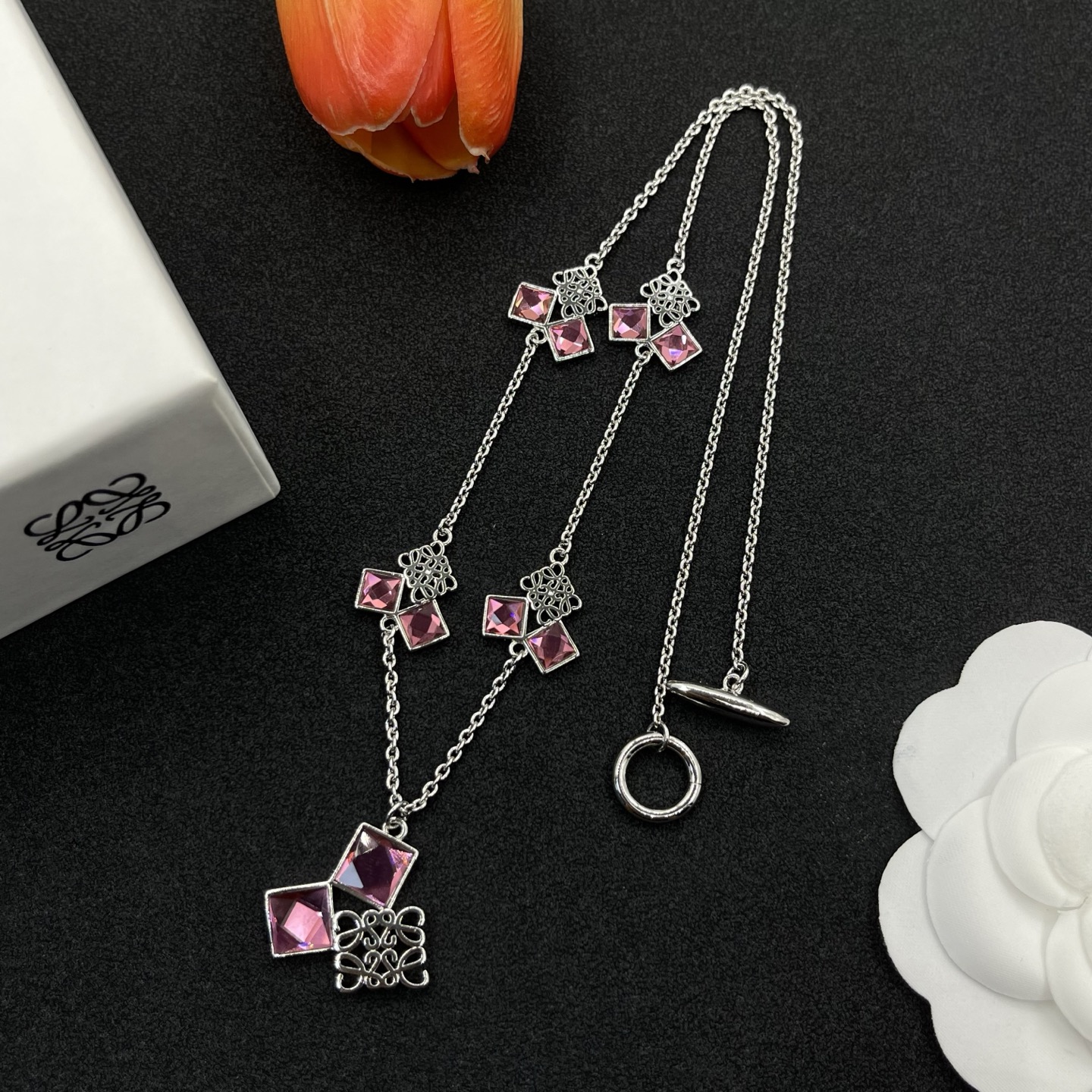 Loewe Jewelry Necklace Geometric Gemstone Pendant Necklace