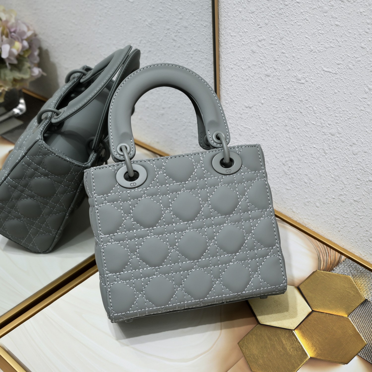 Small Lady Dior My ABCDior Bag Grey Matte 2022 LM061 20cm