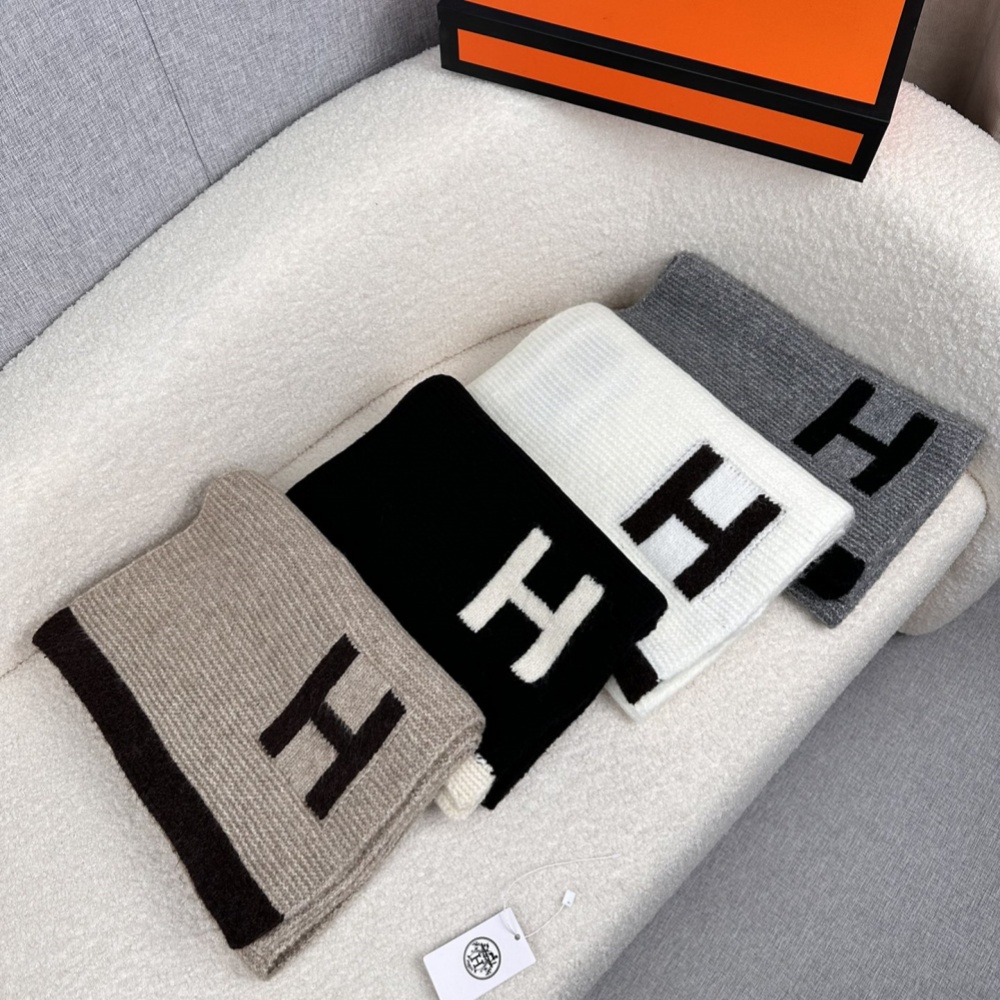 Hermes Scarf Jacquard Knit Scarf Cashmere 30*190cm Accessories