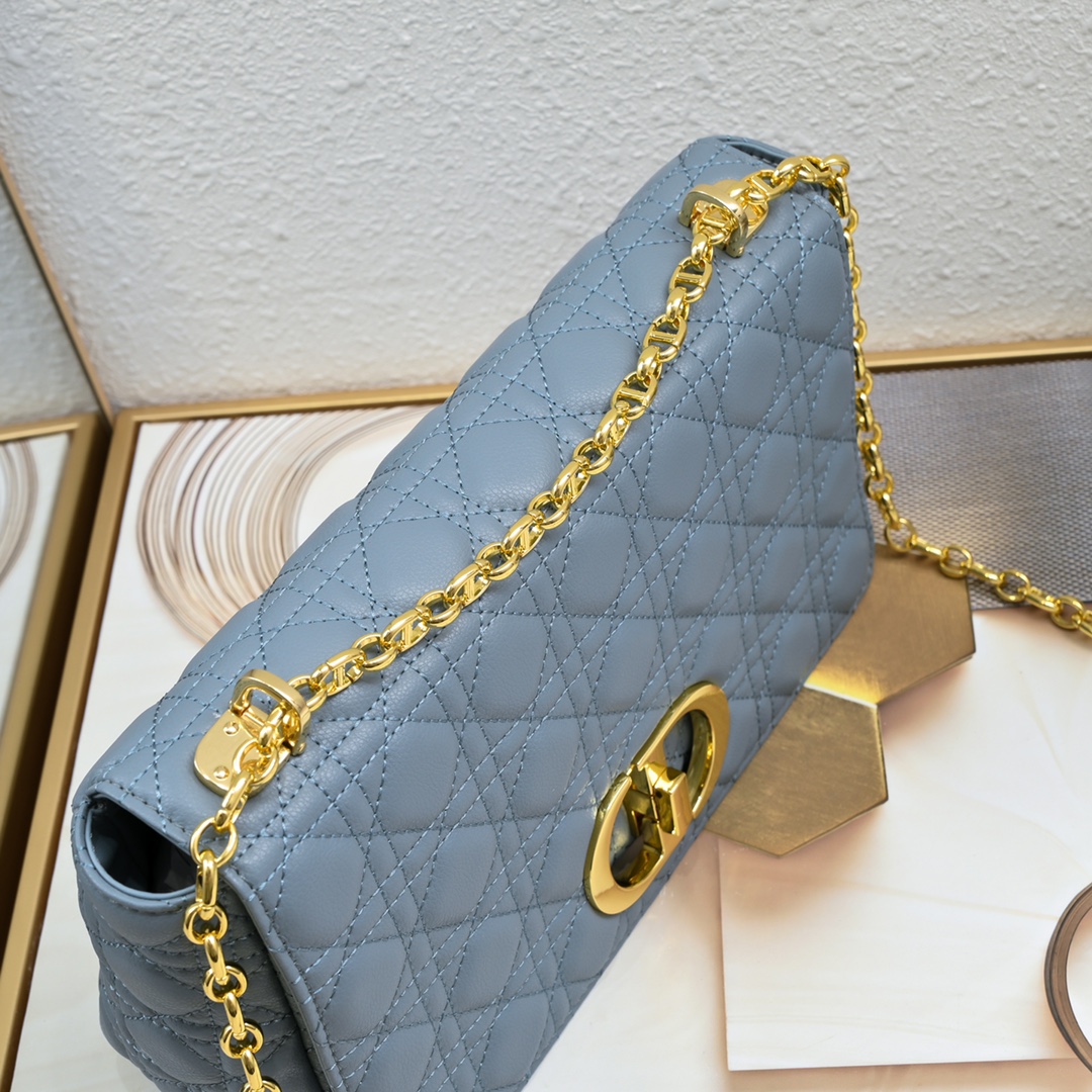 Large Dior Caro Bag Blue 9797 XB002 28cm