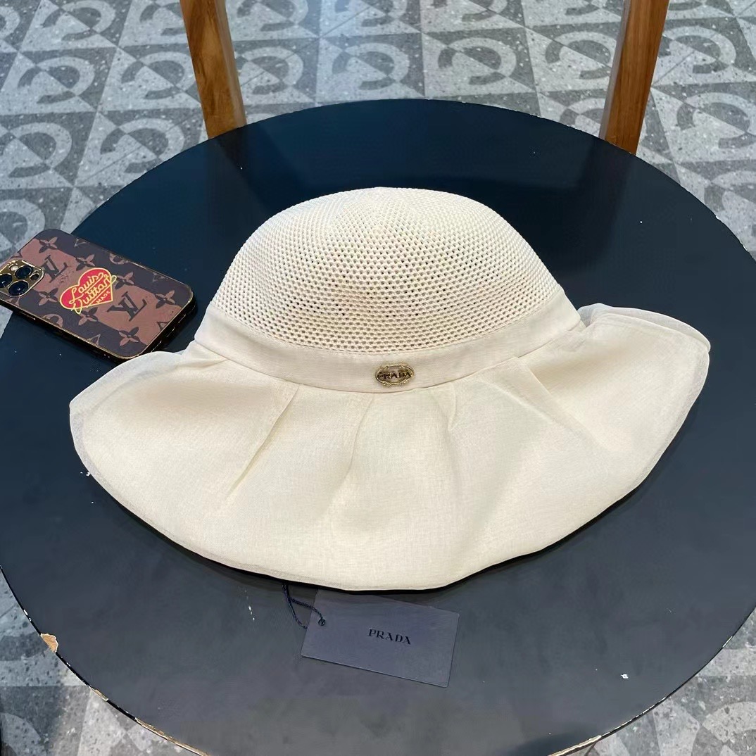 Prada Hat Large Brim Breathable Sun Hat Accessories