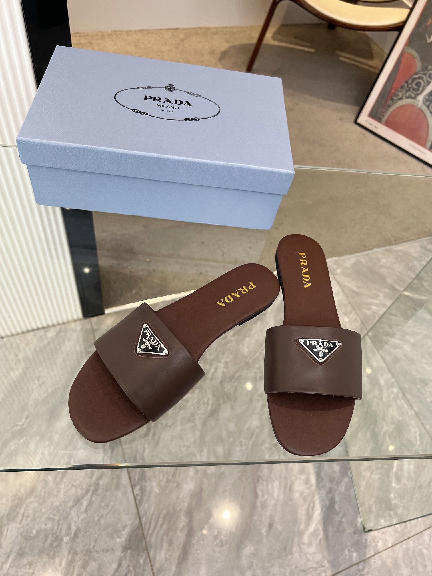 Prada Shoes Triangle logo women's slippers