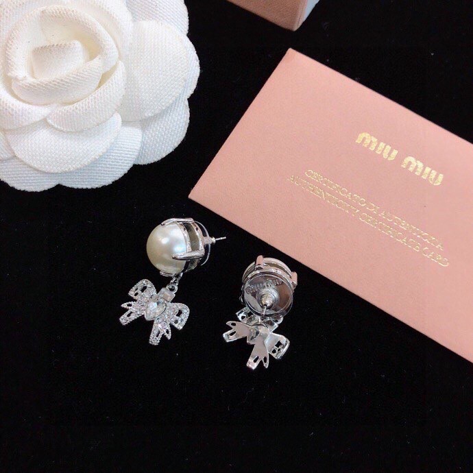 Miu Miu Jewelry Earring Bow Stud Earrings