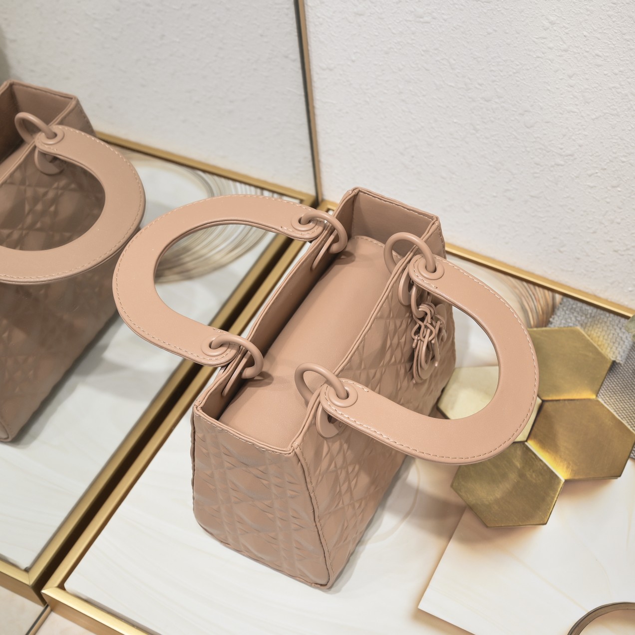 Small Lady Dior My ABCDior Bag Pink Diamond Motif 4002 XB091 20cm