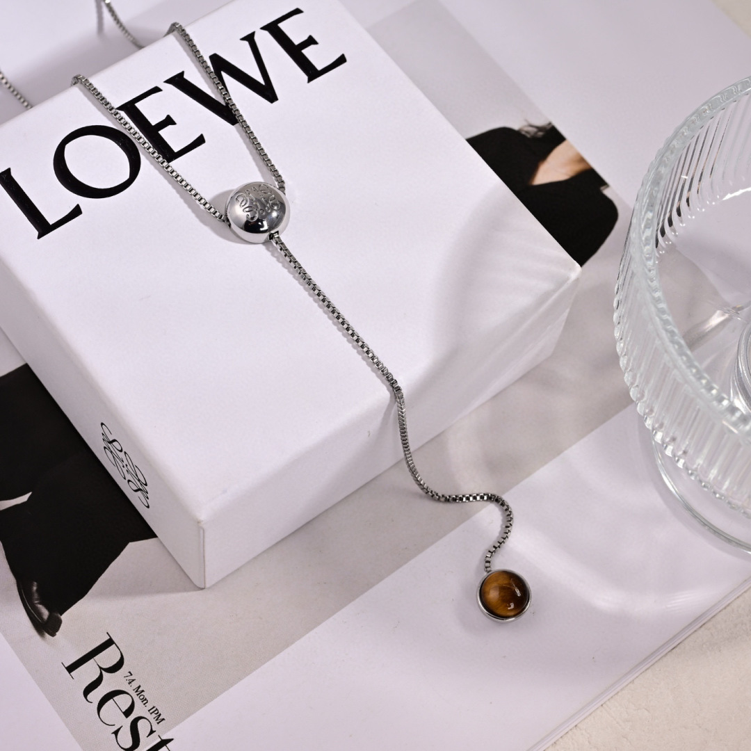 Loewe Jewelry Necklace Personalized Metal Ball Y-Shaped Chain