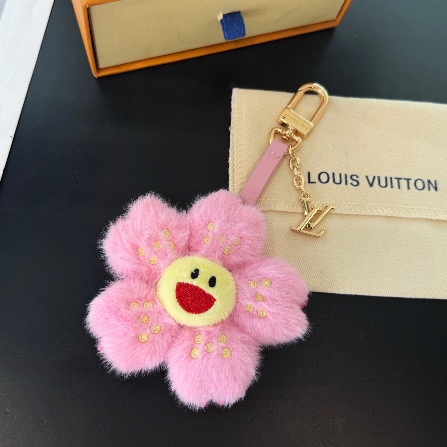 Louis Vuitton Key Chain LV X TM Cherry Blossom Cowhide And Faux Fur Keychain Pendant Accessories