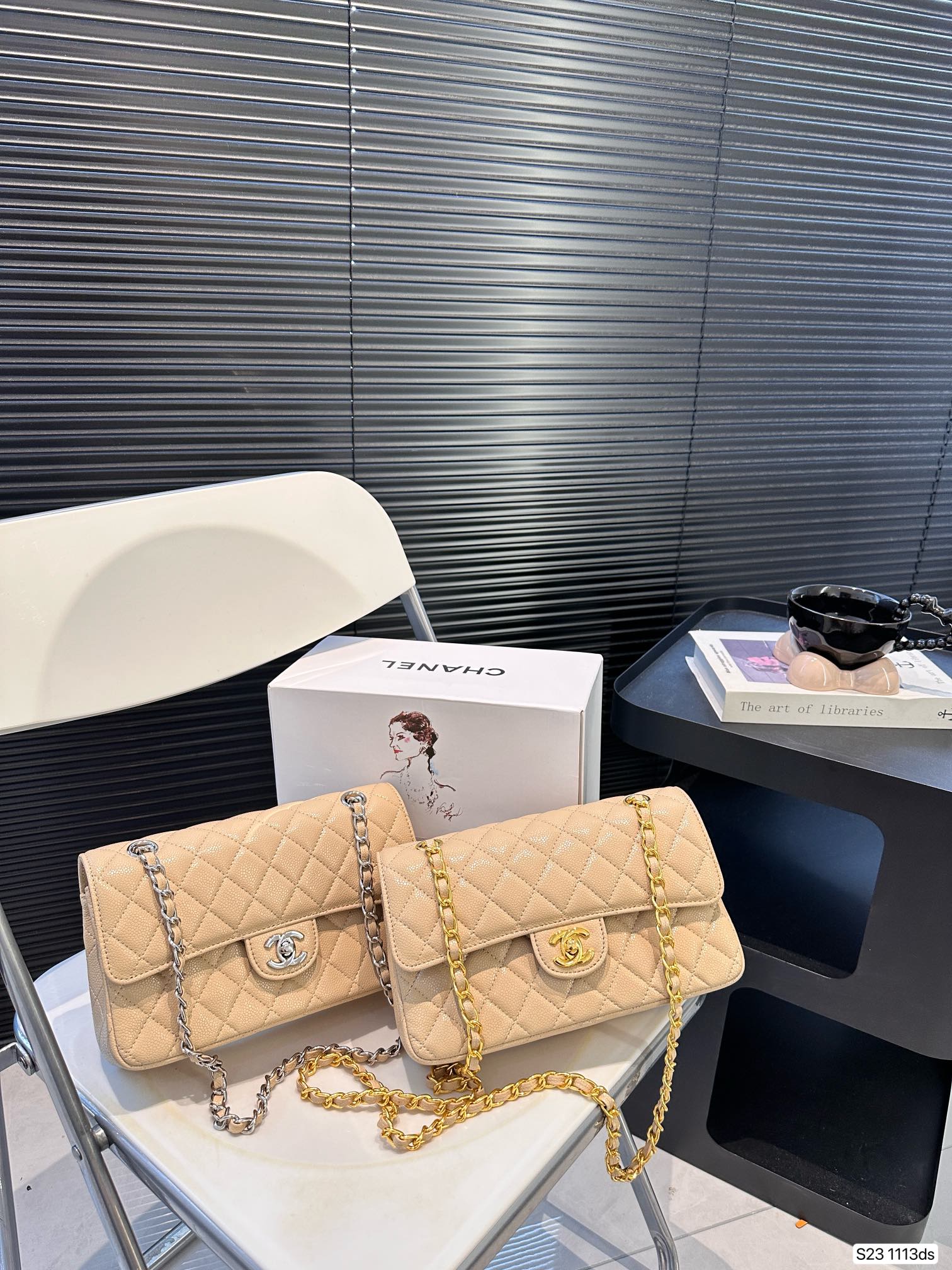 Chanel Classic Flap Bag Caviar 1113 LLS081 23cm