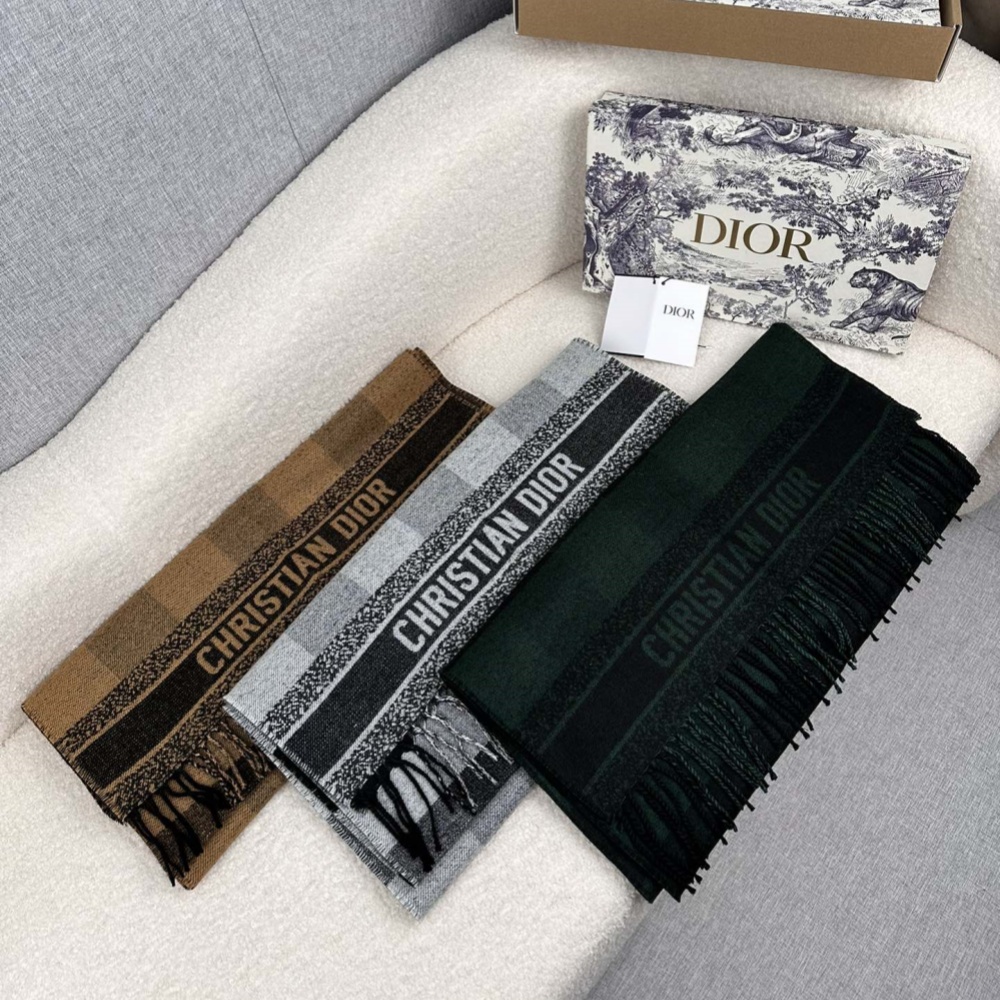 Dior Scarf Check'N'Dior Scarf 57% Cashmere 43% Wool 45*195cm Accessories