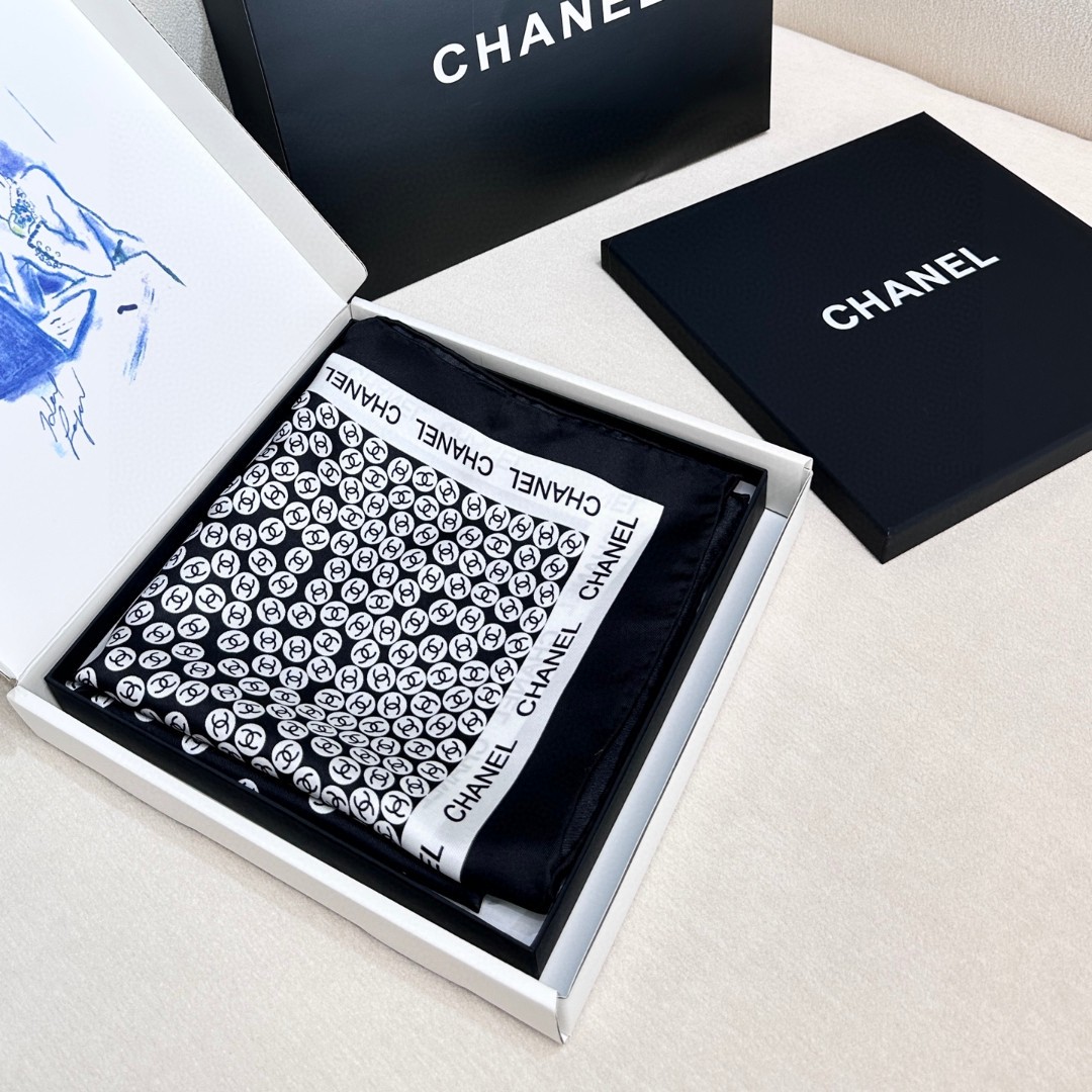 Chanel Scarf Energetic Bubble Square Scarf 100% Twill Silk 90*90cm Accessories