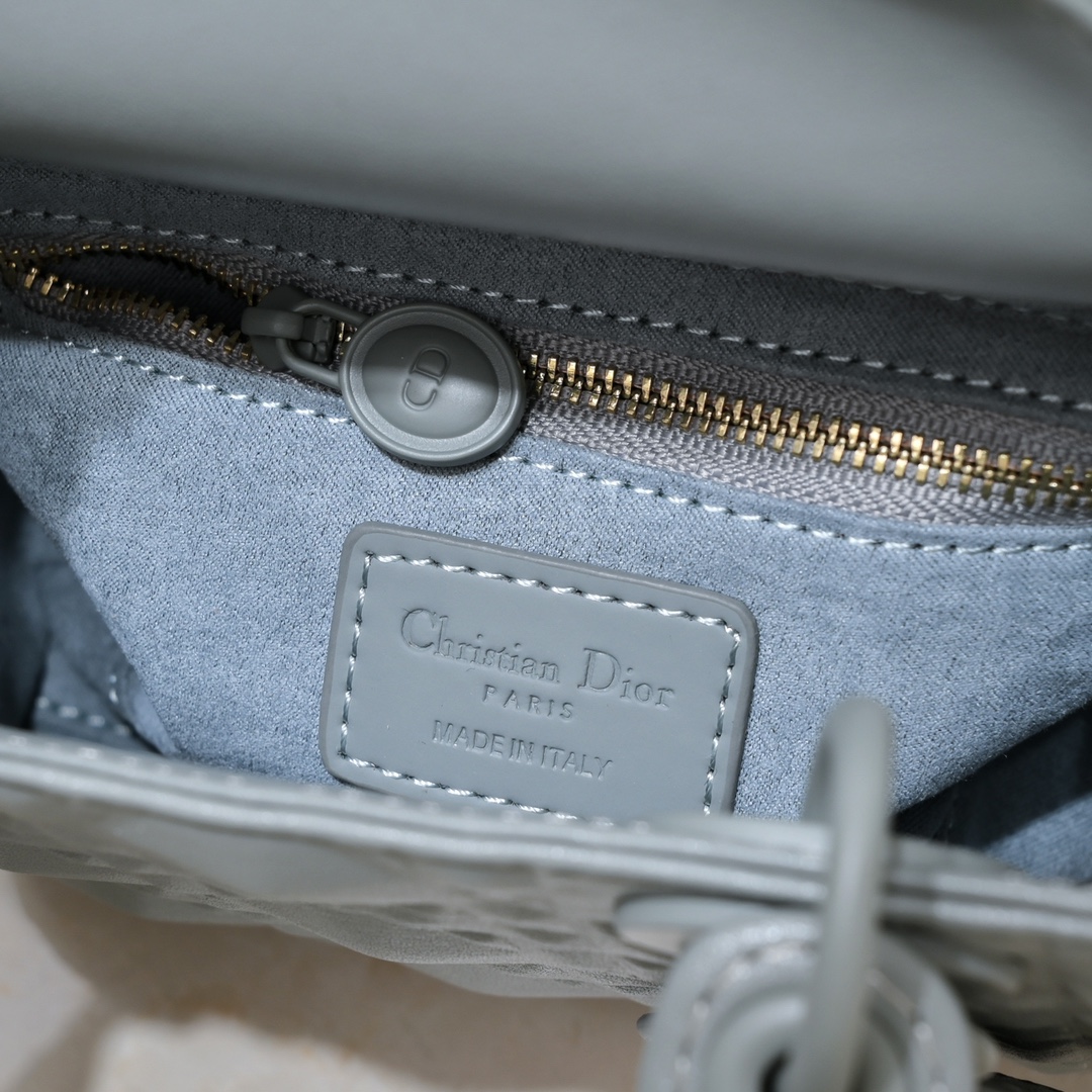 Mini Lady Dior Bag Gray Diamond Motif 3002 XB081 17cm