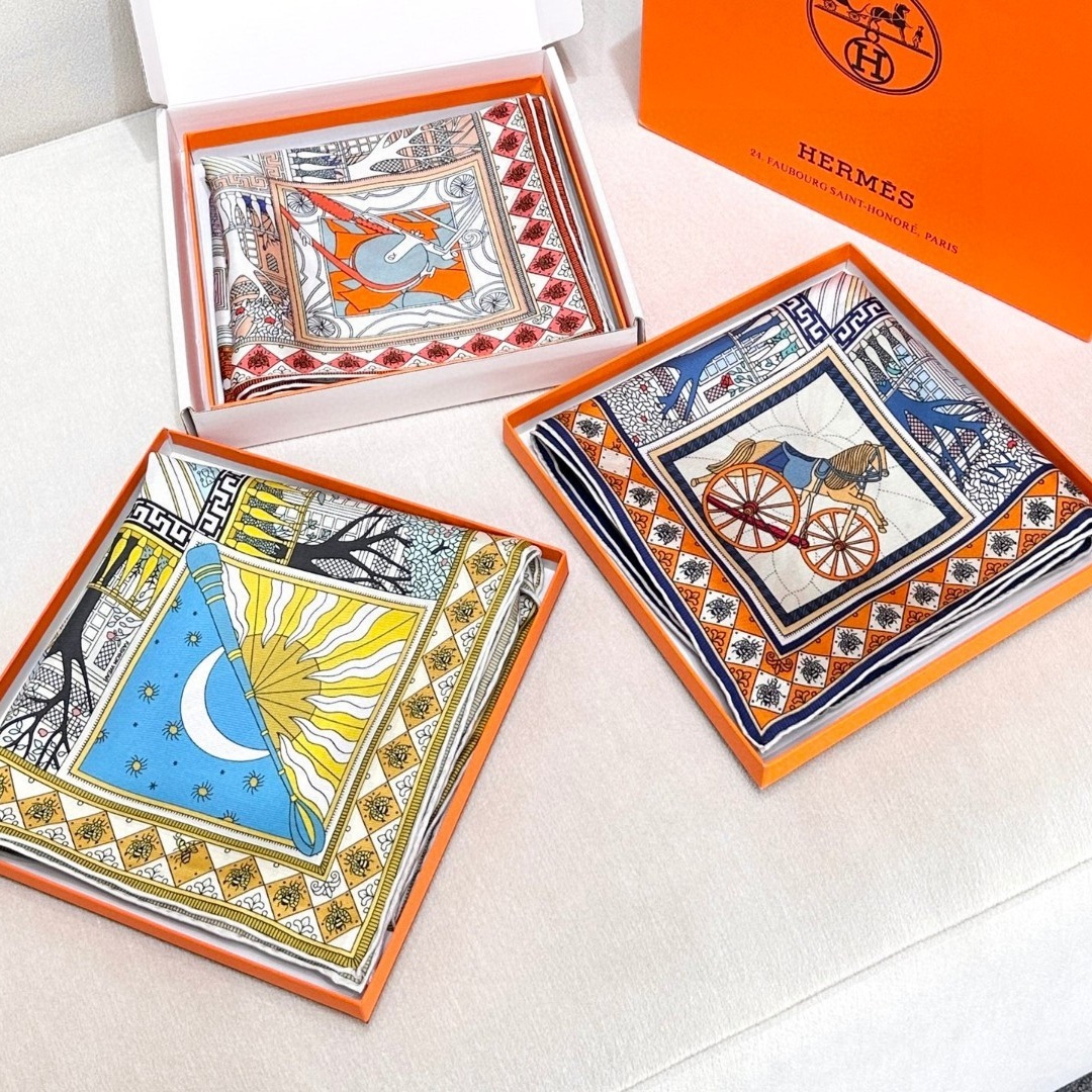 Hermes Scarf Rare Treasures Square Scarf 100% Silk 90*90cm Accessories