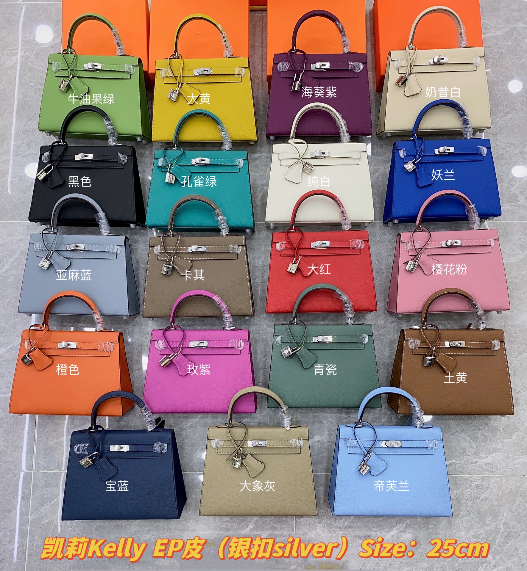 Hermes Kelly 2 Bag Silver Hardware LM091 25cm