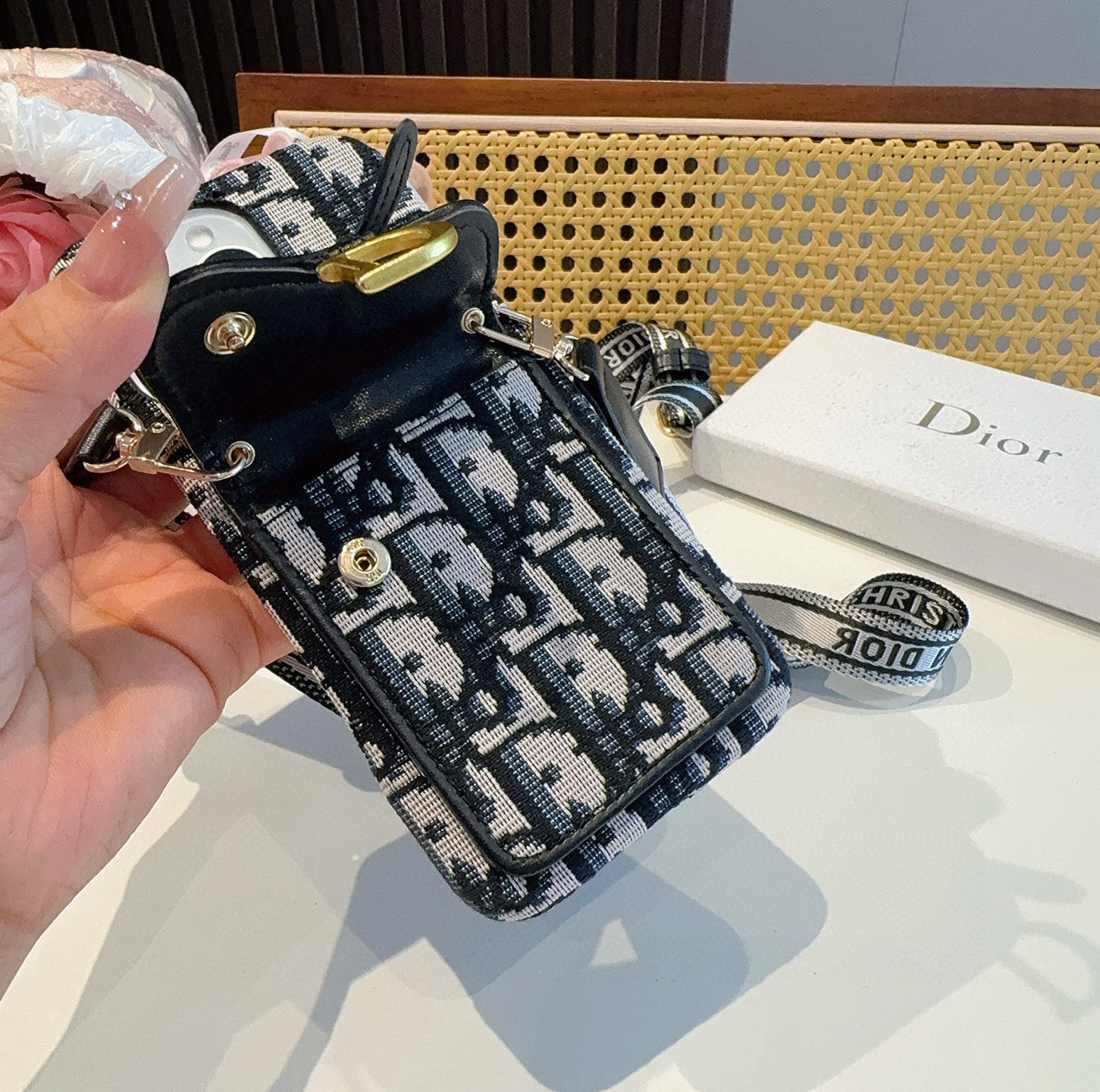 Dior Phone Case Saddle Bag With Matching Webbing Shoulder Strap Card Holder Phone Case Accessories