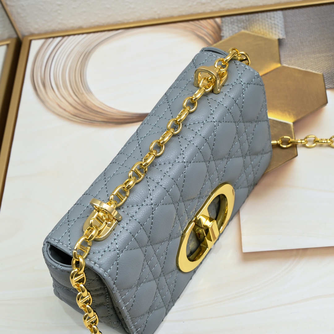 Small Dior Caro Bag Gray 9797 XB091 21cm