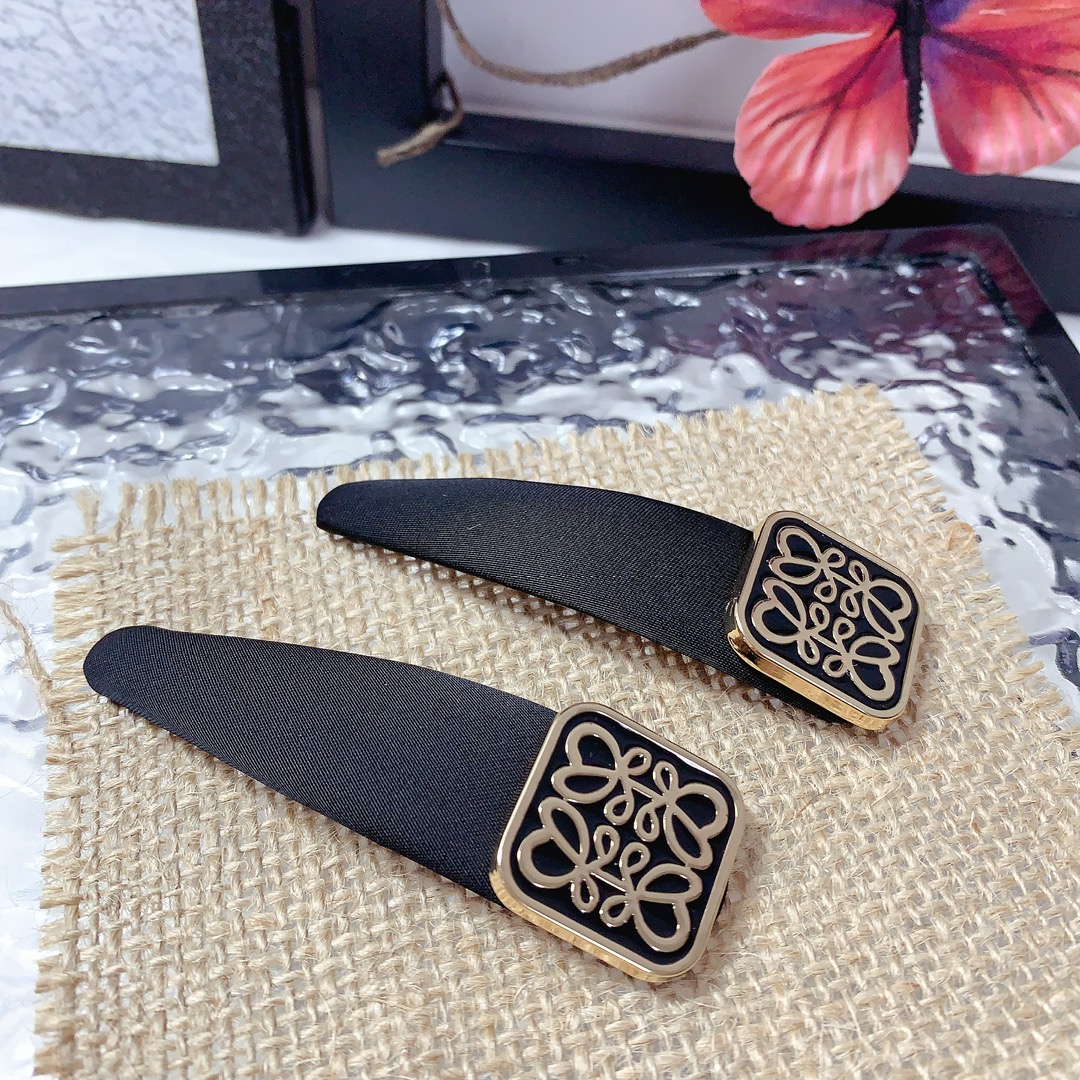 Loewe Jewelry Hairpin Pair Of Teardrop-Shaped Side Clips With Logo