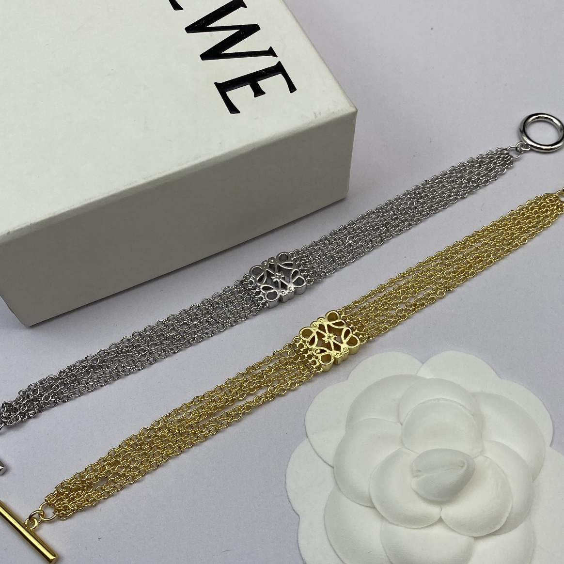 Loewe Jewelry Bracelets Anagram Logo Multi-Layered Chain Bracelet