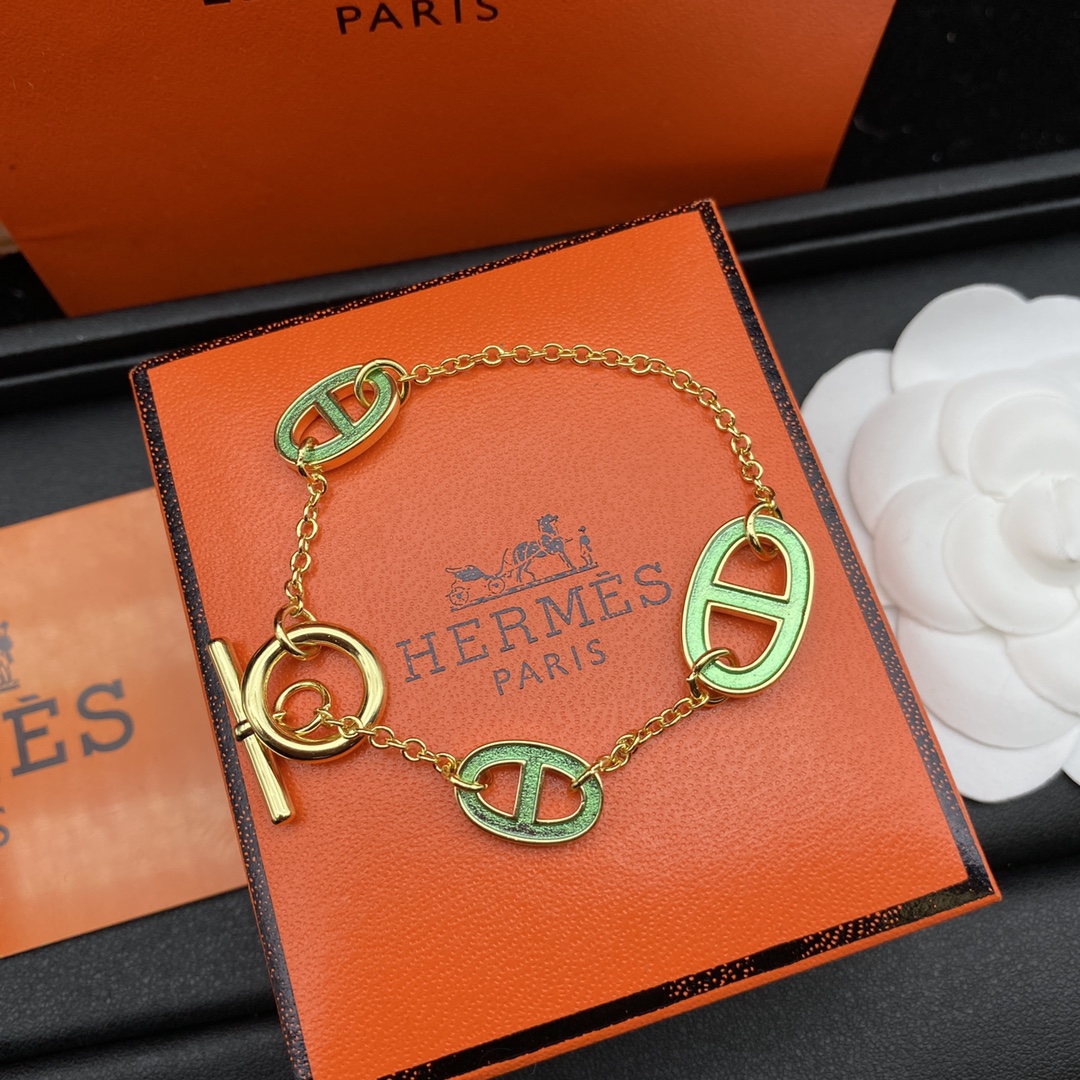 Hermes Jewelry Bracelets pig nose thin chain