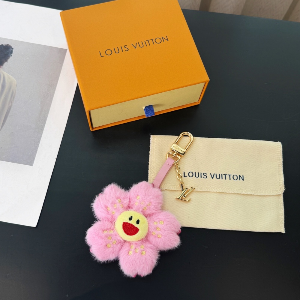 Louis Vuitton Key Chain LV X TM Cherry Blossom Cowhide And Faux Fur Keychain Pendant Accessories