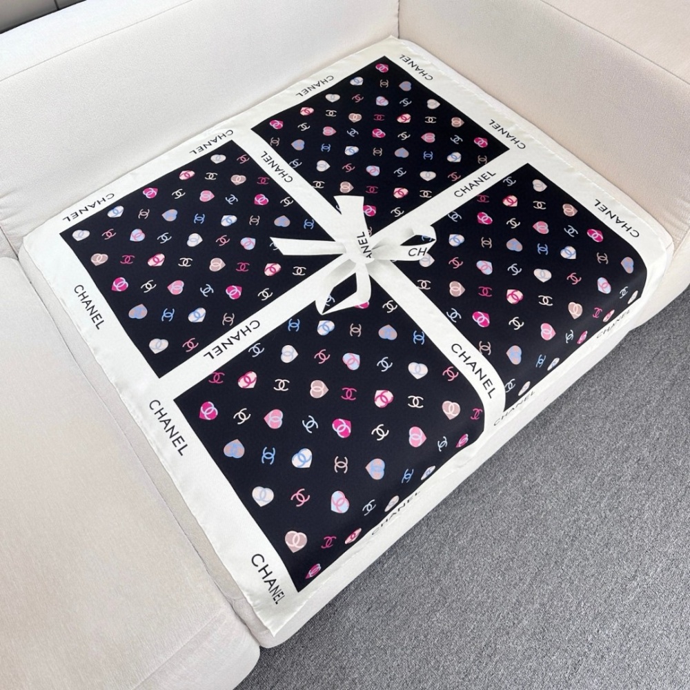 Chanel Scarf Bow Square Scarf 100% Twill Silk 90*90cm Accessories