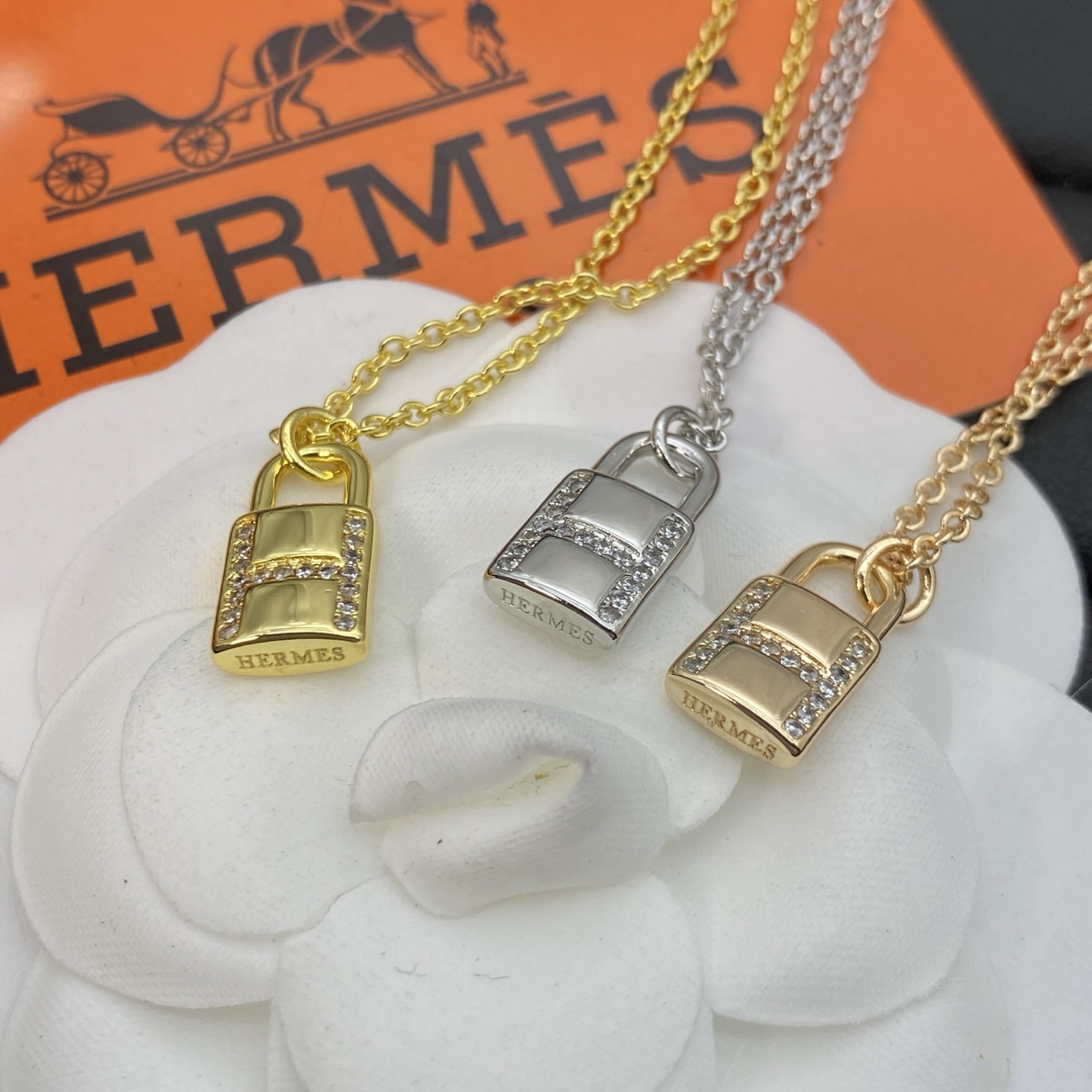 Hermes Jewelry Necklace  Lock Shape