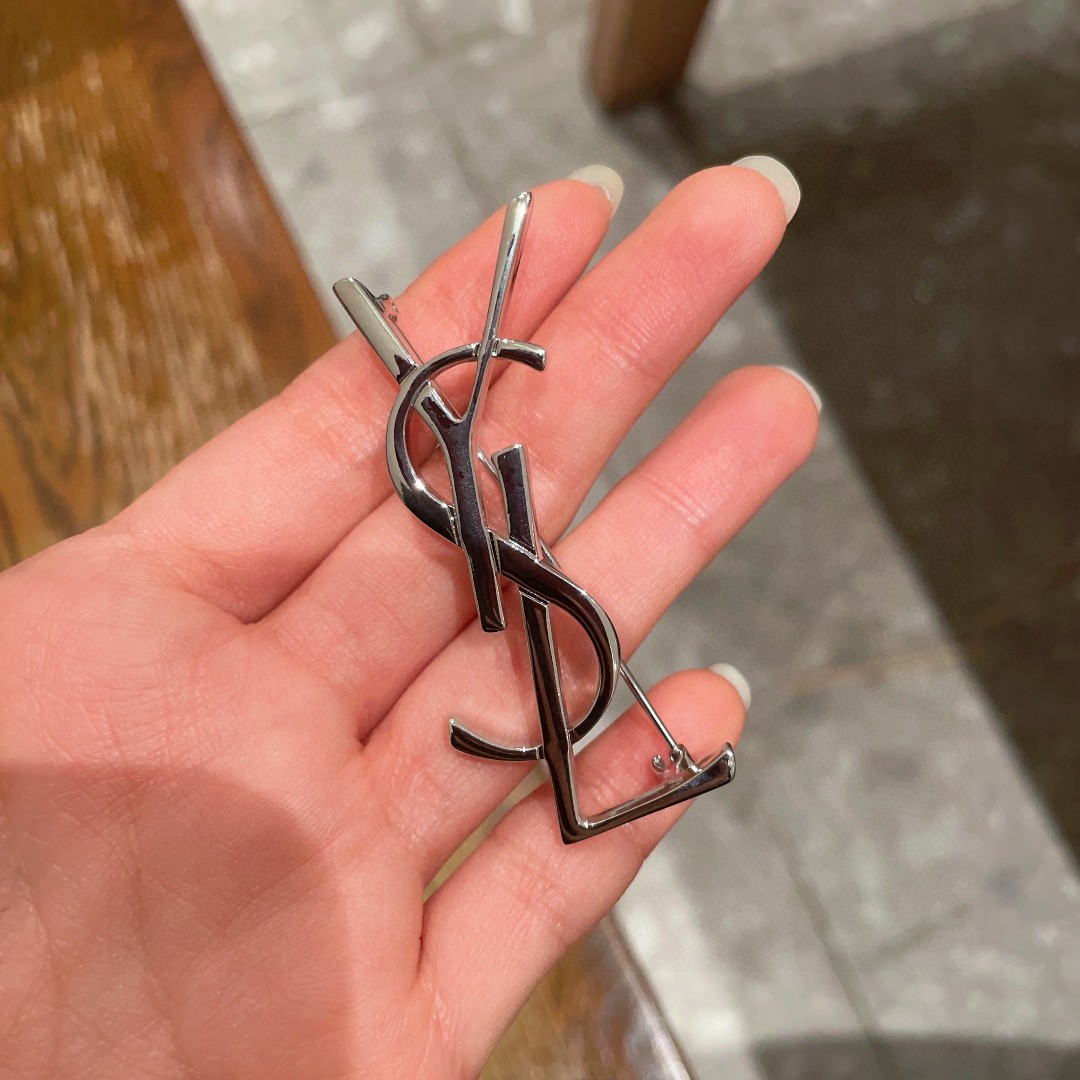 Saint Laurent Jewelry Brooches Gold Glossy Brooch